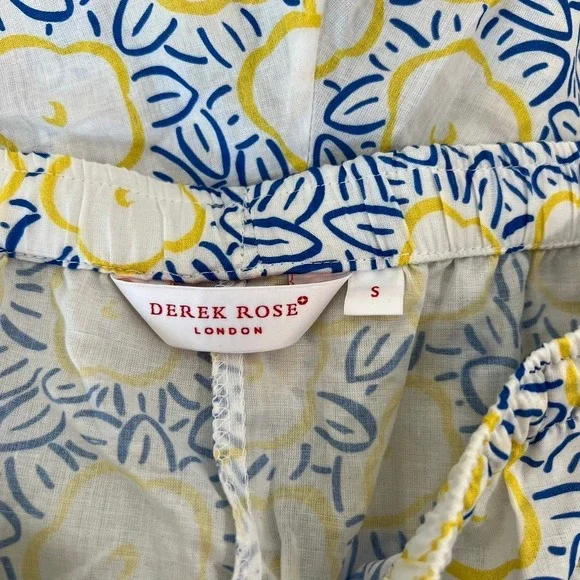 Derek Rose London Womens Pajama Set Small NWT Cotton Tank Floral Blue Yellow - Picture 10 of 13